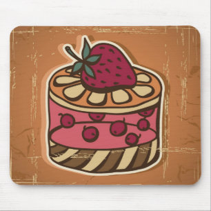 Tapis De Souris Illustration de gâteau dans le rétro style