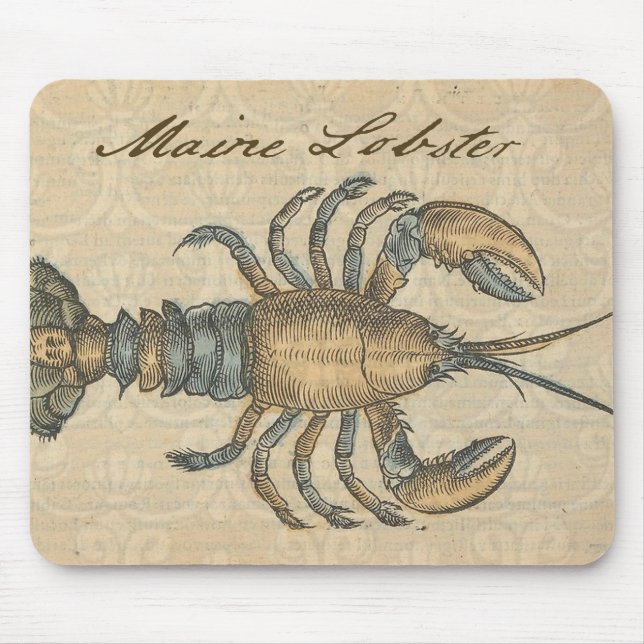 Tapis De Souris Illustration de homard, fruits de mer du Maine (Devant)