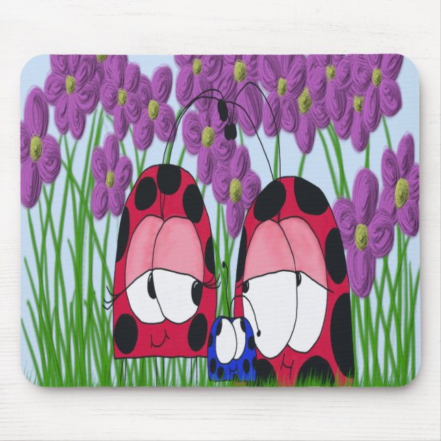 Tapis De Souris Illustration de la famille Ladybug mignonne (Devant)