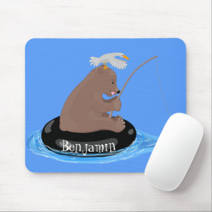 Tapis De Souris Illustration de la pêche de l'ourson mou