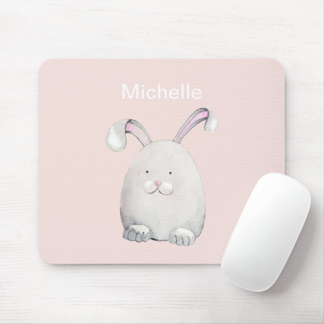 Tapis De Souris Illustration de l'aquarelle de lapin de Pâques (Avec souris)