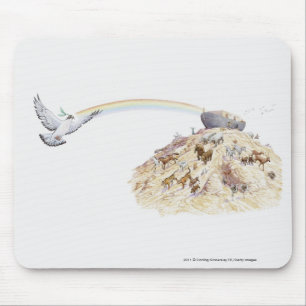 Tapis De Souris Illustration de l'arche de Noé avec partir