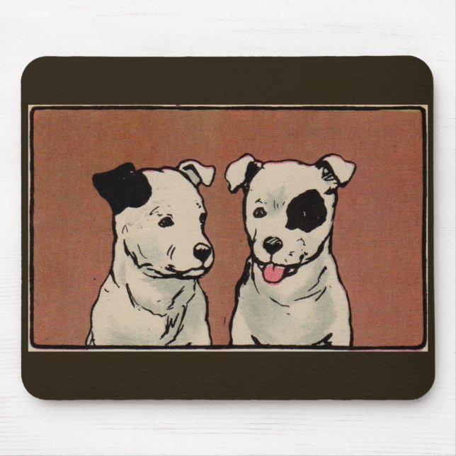 Tapis De Souris illustration de livre de 1914 deux de pitbull (Devant)