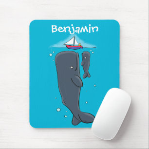 Tapis De Souris Illustration de mignons baleines et voiliers