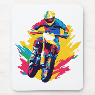 Tapis De Souris Illustration de motocross, peinture à l'aquarelle