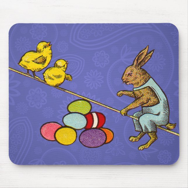 Tapis De Souris Illustration de Pâques : le lapin de Pâques couve  (Devant)