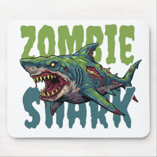 Tapis De Souris Illustration de requin zombie en colère