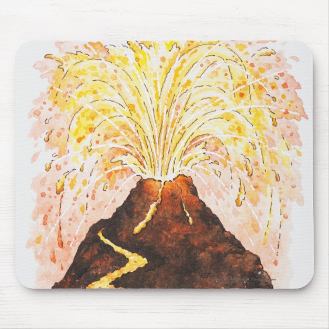 Tapis De Souris Illustration de volcan éclatant (Devant)