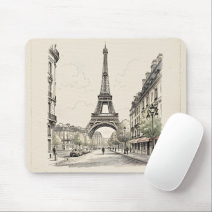 Tapis De Souris Illustration de voyage antique vintage de Paris