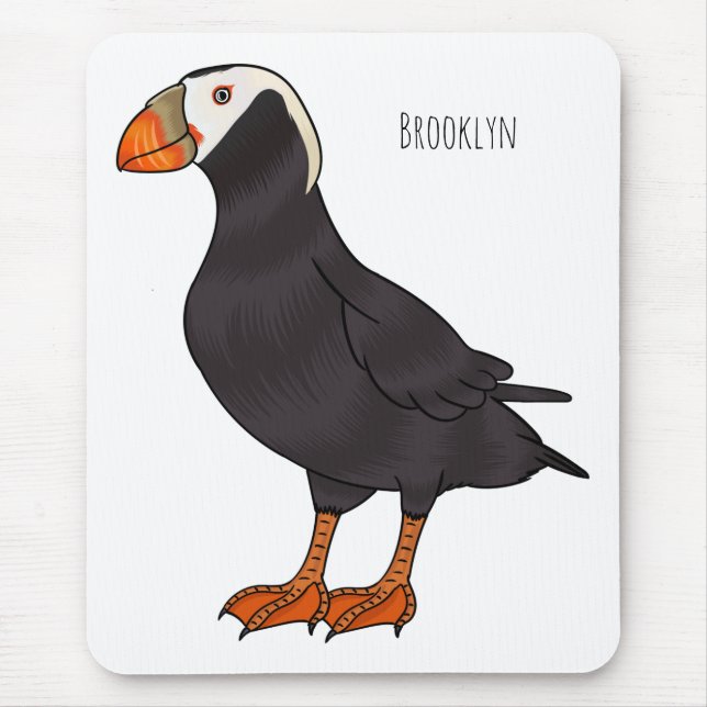 Tapis De Souris Illustration d'oiseau bouffon touffu (Devant)