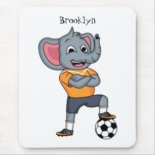 Tapis De Souris Illustration du joueur de football éléphant