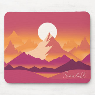 Tapis De Souris Illustration du paysage du désert Sun Mountain Pea