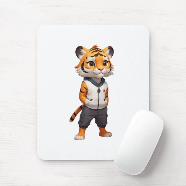 Tapis De Souris Illustration du tigre cool et adorable (Avec souris)