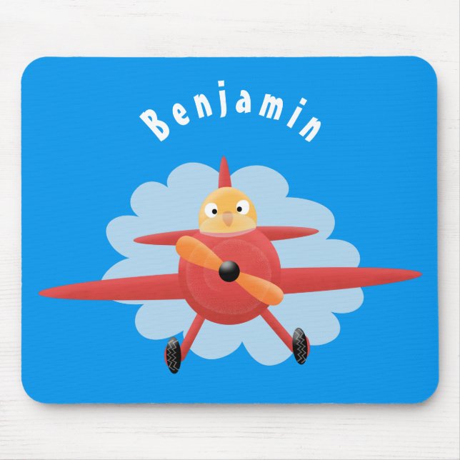 Tapis De Souris Illustration d'un avion rouge volant mignon (Devant)