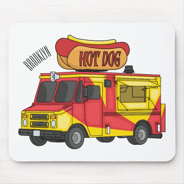 Tapis De Souris Illustration d'un camion de nourriture pour chien  (Devant)