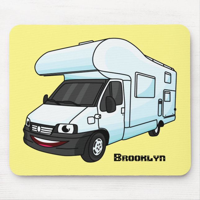 Tapis De Souris Illustration d'un campervan heureux (Devant)