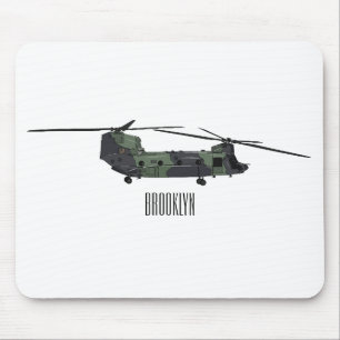 Tapis De Souris Illustration d'un hélicoptère de l'armée de Chinoo