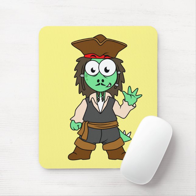 Tapis De Souris Illustration D'Un Pirate De Stegosaurus, Jack Spar (Avec souris)