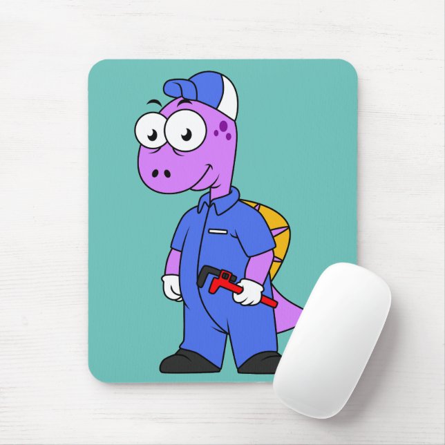 Tapis De Souris Illustration D'Un Plomber Spinosaurus. (Avec souris)