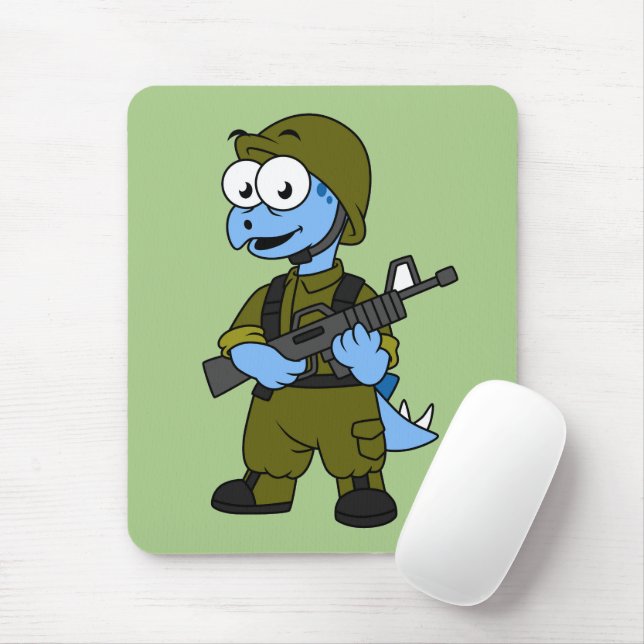 Tapis De Souris Illustration D'Un Soldat De Stegosaurus. (Avec souris)