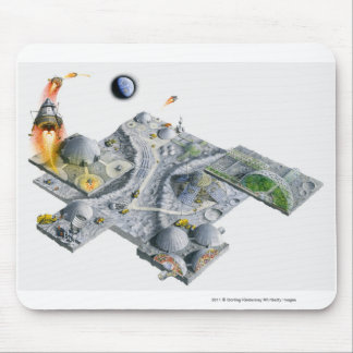 Tapis De Souris Illustration d'une base futuriste sur la lune
