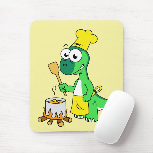 Tapis De Souris Illustration D'Une Cuisine De Parasaurolophus Dino (Avec souris)