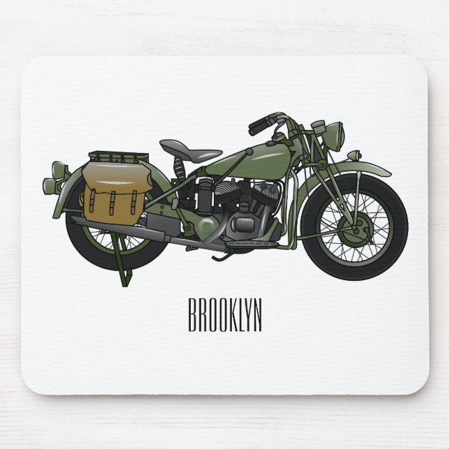 Tapis De Souris Illustration d'une moto de croiseur militaire (Devant)