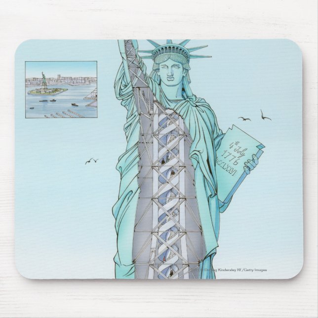 Tapis De Souris Illustration en coupe de statue de la liberté (Devant)