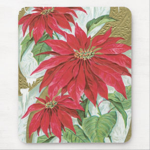 Tapis De Souris Illustration Poinsettia vintage.