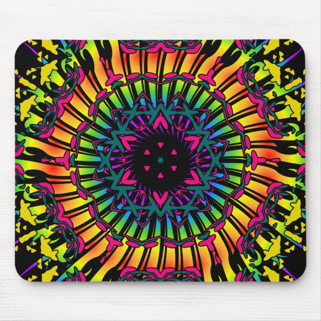 Tapis De Souris Illustration psychédélique de kaléidoscope : (Devant)