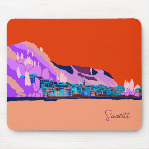 Tapis De Souris Illustration Sunset Varenna Lake Côme Italie