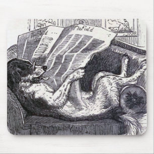 Tapis De Souris Illustration vintage "de journal de lecture de