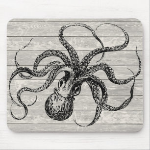 Tapis De Souris Illustration vintage de pieuvre