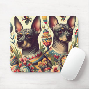Tapis De Souris Illustration vintage Xoloitzcuintle
