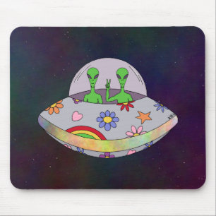 Tapis De Souris Ils viennent en paix OVNI