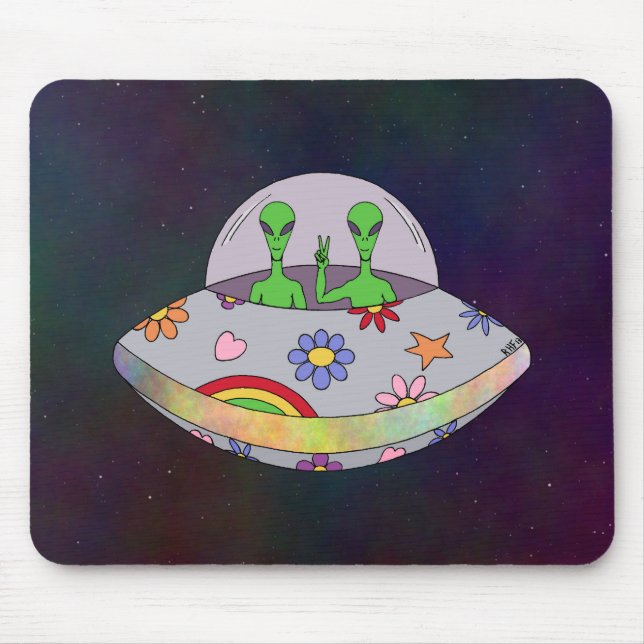 Tapis De Souris Ils viennent en paix OVNI (Devant)