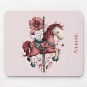 Tapis De Souris Image de cheval de carrousel fantaisiste
