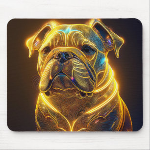 Tapis De Souris Image Fantastique Bouledogue Anglais Jaune Néon