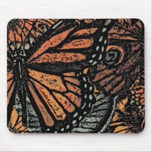 Tapis De Souris imaginaire aux papillons orangés Art abstrait