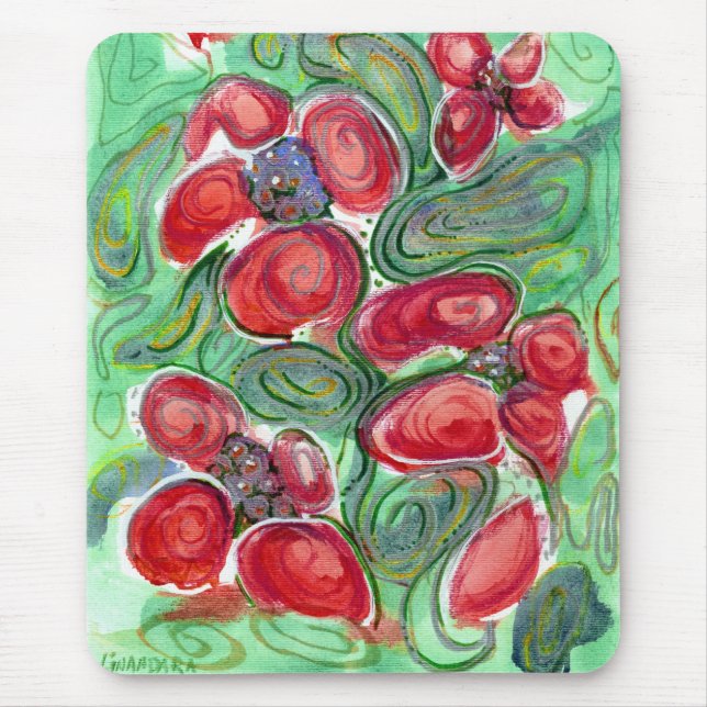 Tapis De Souris Imaginaire Fleurs rouges (Devant)