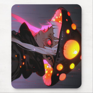 Tapis De Souris Imaginaire foncé Champignons Elf Anime Girl