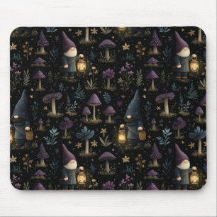Tapis De Souris Imaginaire foncé Gnome et Motif de champignons