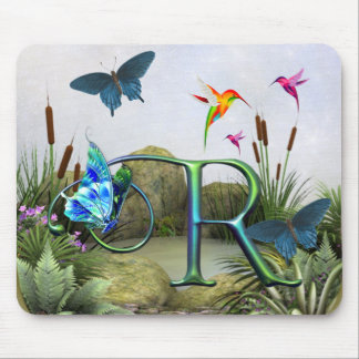 Tapis De Souris Imaginaire R de papillon de monogramme