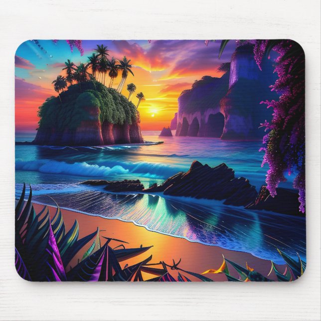 Tapis De Souris Imaginaire Tropical Beach Trois (Devant)