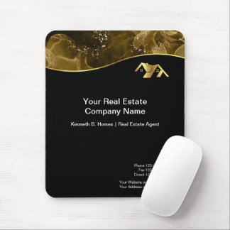 Tapis De Souris Immobilier. Construction. Or noir