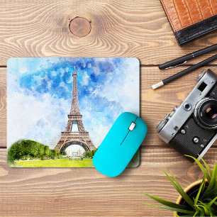 Tapis De Souris Impression aquarelle de la Tour Eiffel Paris paysa