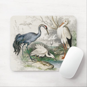 Tapis De Souris Impression d'art vintage sur la nature avec héron,