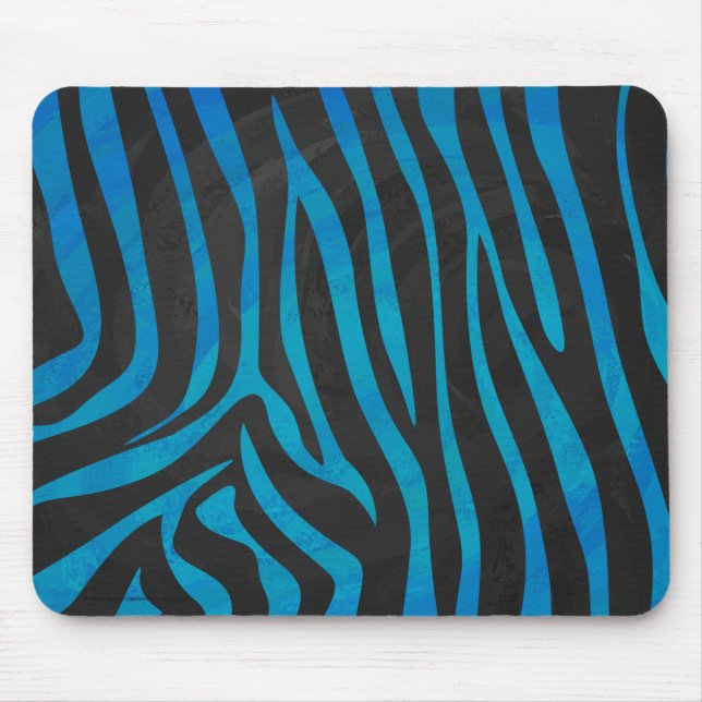 Tapis De Souris Impression en bleu et noir Zebra (Devant)