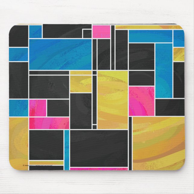 Tapis De Souris Impression noir rose bleu monochrome (Devant)