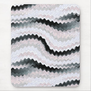 Tapis De Souris Impression ondulée à raie blanche noire